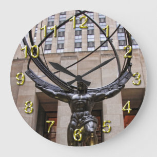 Atlas Statue, Rockefeller Centre, NYC Large Clock