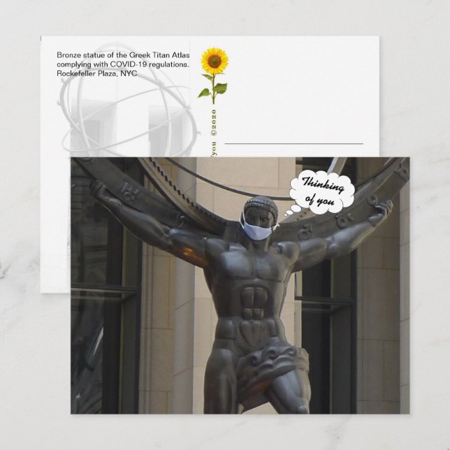 Atlas, Thinking of You - NYC H postcard (Front/Back)
