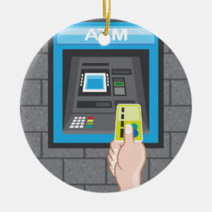 ATM human hand with a card Ceramic Ornament