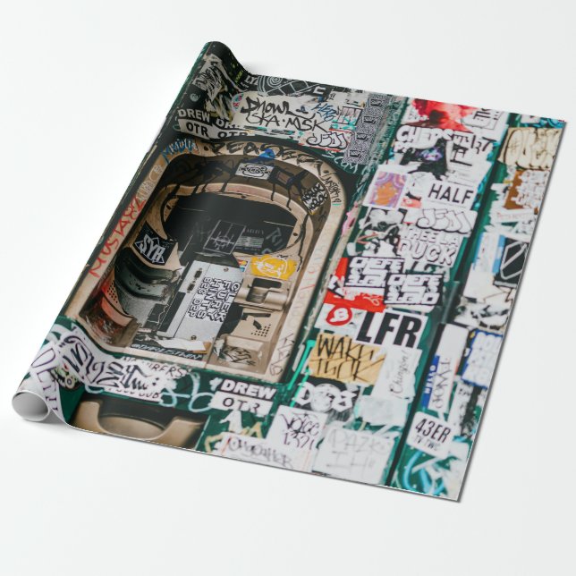ATM MACHINE WITH GRAFFITI WRAPPING PAPER (Unrolled)