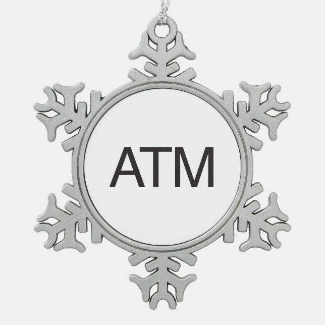 Atm Snowflake Pewter Christmas Ornament (Front)