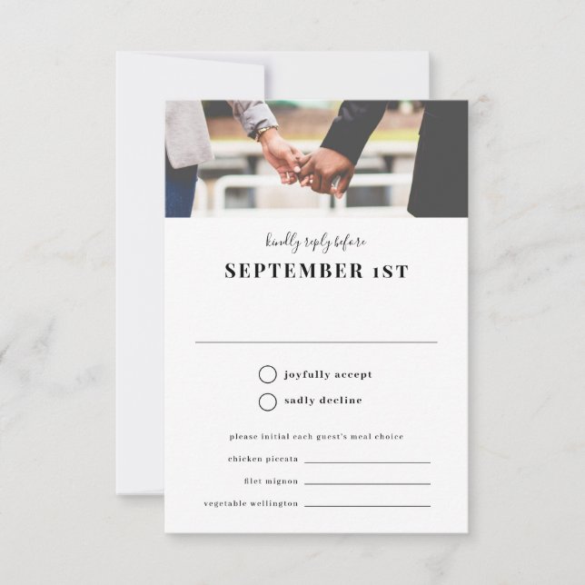 Atmosphere Photo Reply with Meal Choice RSVP Card (Front)