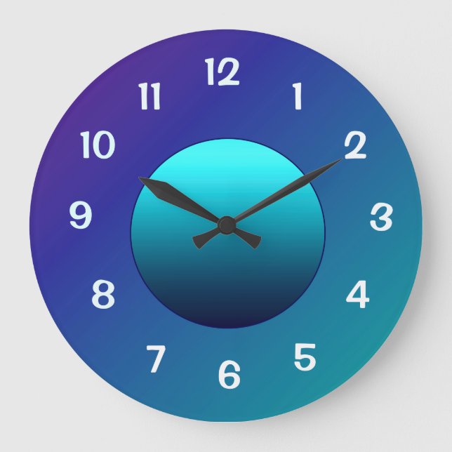 Atmospheric Aqua Blue Moon Wall Clock (Front)