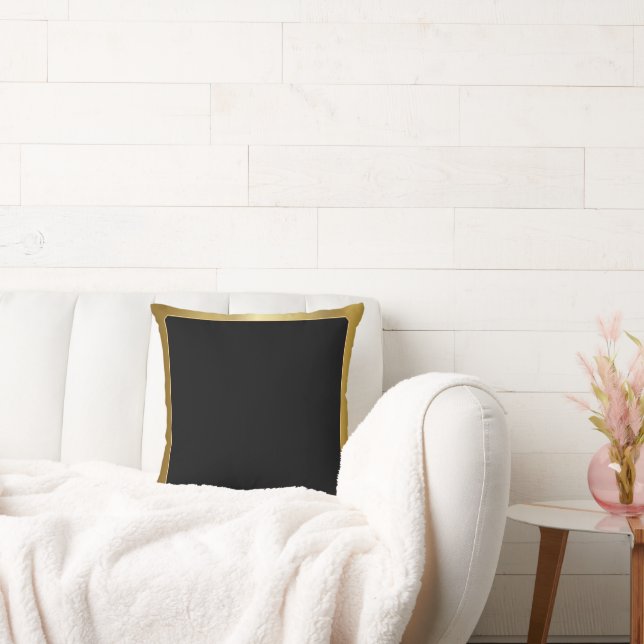 Atmospheric Black with Gold Border  Throw Pillow (Couch)