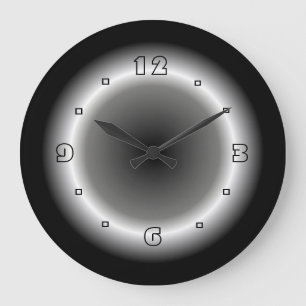 Atmospheric Black with White Halo Effect Large Clock
