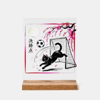 Atmospheric Cherry Blossom Cat Soccer Japenese art