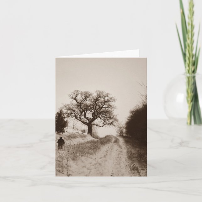 atmospheric country lane snow scene at christmas holiday card (Front)