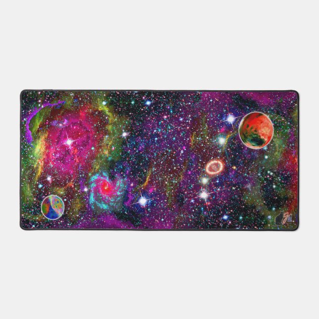 Atmospheric Crowded Cosmos Desk Mat (Front)