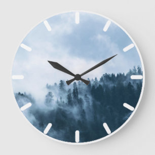 Atmospheric Fog over a Forest Large Clock