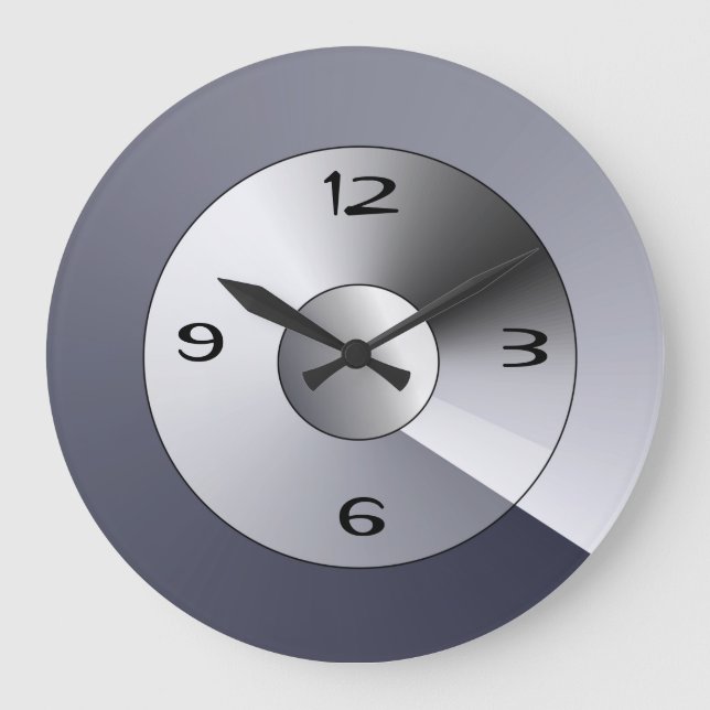 Atmospheric Minimalist Silver/ Grey Wall Clock (Front)