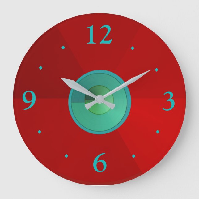 Atmospheric Red with Aqua Green >  Plain Clocks (Front)
