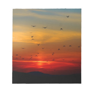 Atmospheric Sky, sunset, birds, beautiful photo Notepad