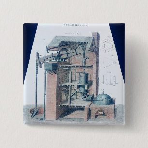 Atmospheric Steam Engine 2 Inch Square Button