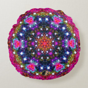 Atmospheric Stellar Kaleid Round Pillow