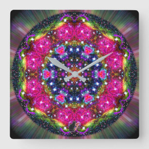 Atmospheric Stellar Kaleid Square Wall Clock