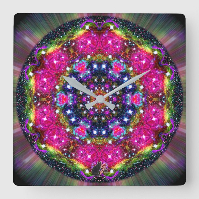 Atmospheric Stellar Kaleid Square Wall Clock (Front)