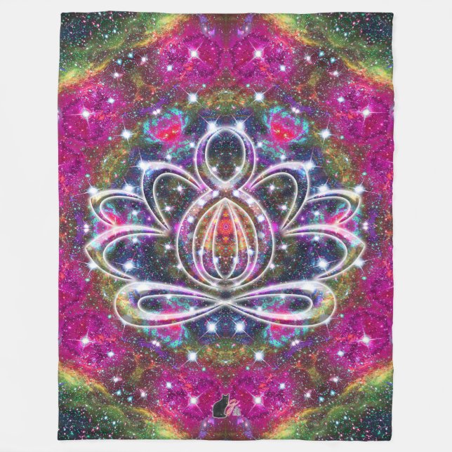 Atmospheric Zen Lotus Fleece Blanket (Front)