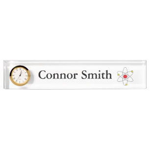 "Atom" Personalized Nameplate w/Clock