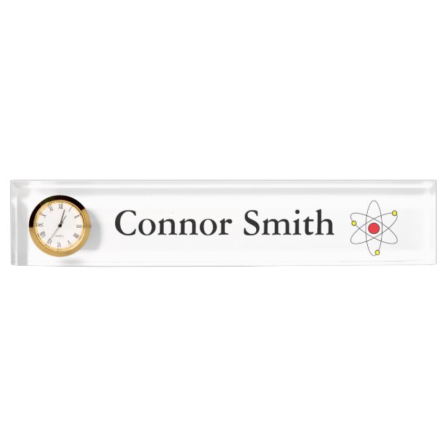 "Atom" Personalized Nameplate w/Clock (Front)