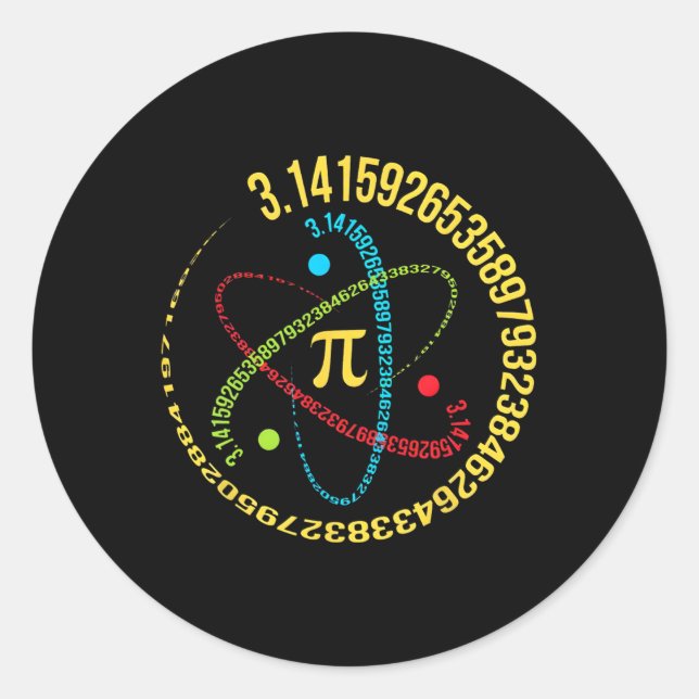 Atom Pi Math Science 3.14 Spiral Pi Day Mathematic Classic Round Sticker (Front)