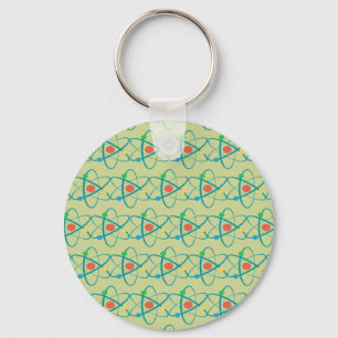 Atom Retro Protons Neutron Electrons Science Lover Keychain