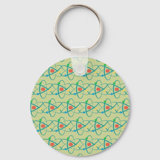 Atom Retro Protons Neutron Electrons Science Lover Keychain (Front)