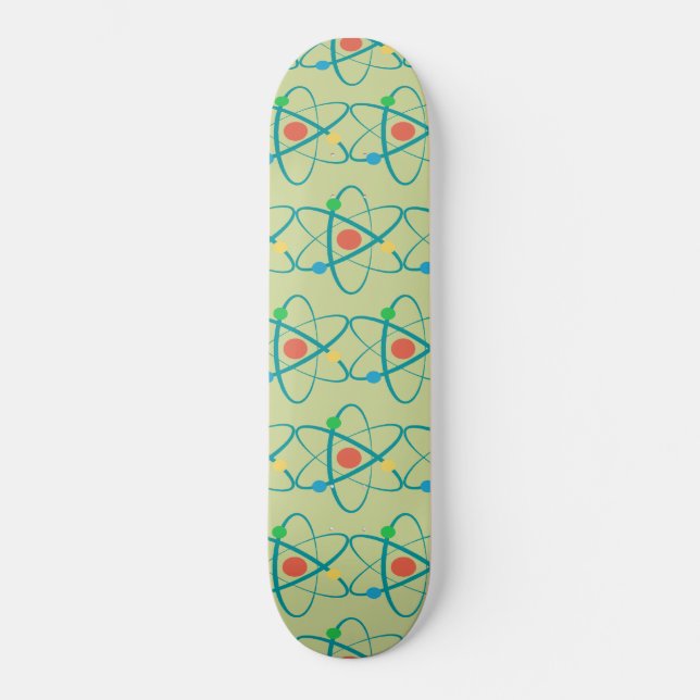 Atom Retro Protons Neutron Electrons Science Lover Skateboard (Front)