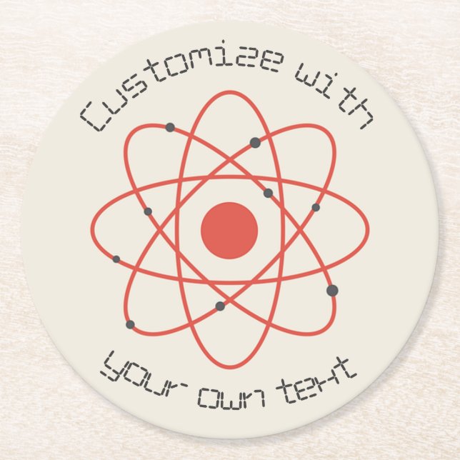Atom Structure Science Custom Text Round Paper Coaster (Front)