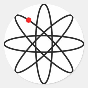 Atom symbol by zizudesign classic round sticker