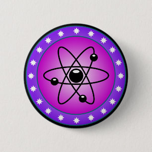 Atom Symbol on a Pink background 2 Inch Round Button