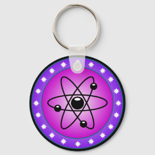 Atom Symbol on a Pink background Keychain