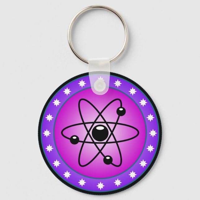 Atom Symbol on a Pink background Keychain (Front)