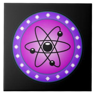 Atom Symbol on a Pink background Tile