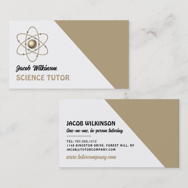 Atom Symbol, Science Tutor, Teacher Business Card (Front/Back)