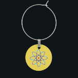 Atom Wine Charm<br><div class="desc">Image of an atom model. Background colour can be changed.</div>