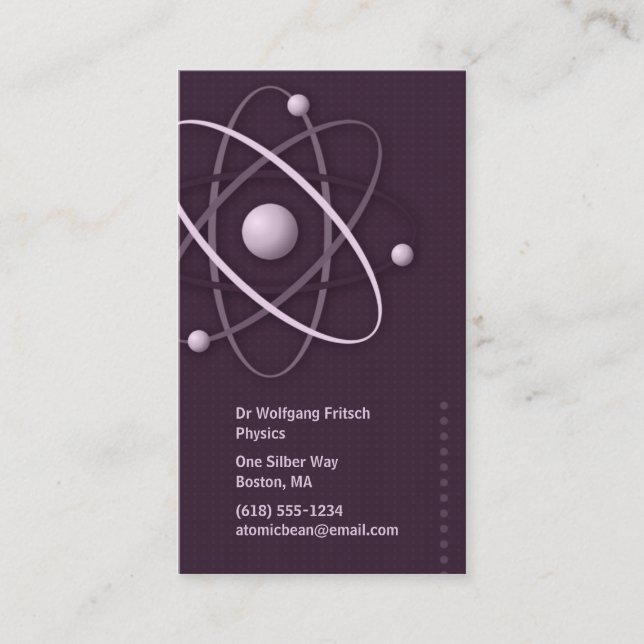 Atome - carte de visite de scientifique (Devant)