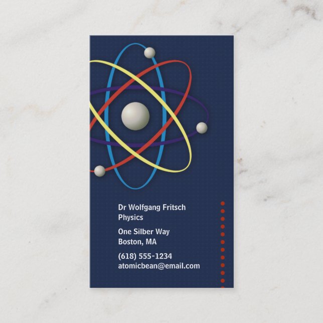 Atome - carte de visite de scientifique (Devant)