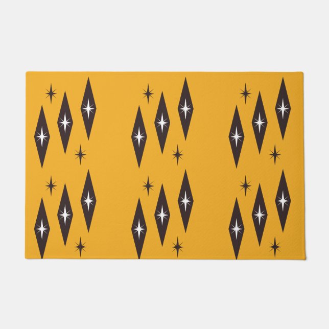 Atomic 1950’s Diamonds Pattern Orange Doormat (Front)