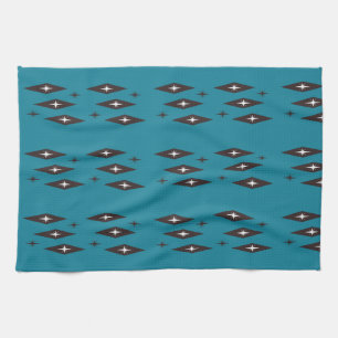 Atomic 1950’s Diamonds Pattern Teal Kitchen Towel