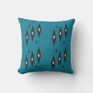 Atomic 1950’s Diamonds Pattern Teal Throw Pillow