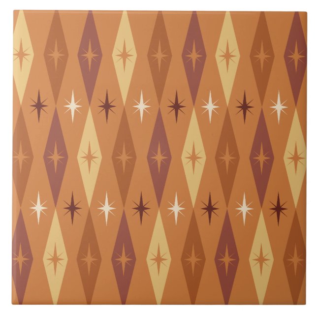 Atomic 1950’s Diamonds Stars Orange Tile (Front)