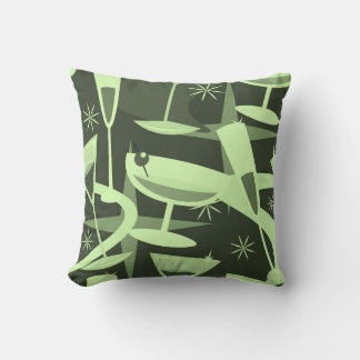 Atomic 50s Retro Martini Cocktail Pattern Throw Pillow