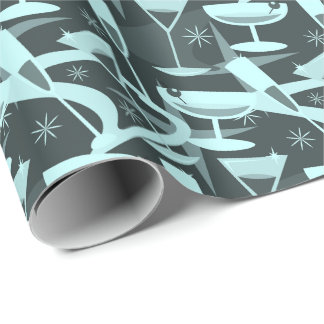 Atomic 50s Retro Martini Cocktail Pattern Wrapping Paper
