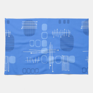 Atomic Abstract Barkcloth Blue Kitchen Towel