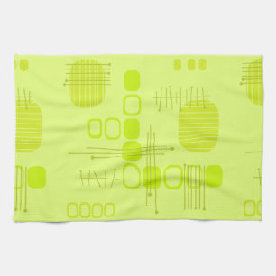 Atomic Abstract Barkcloth Chartreuse Kitchen Towel