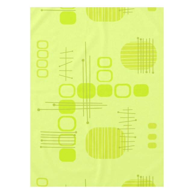 Atomic Abstract Barkcloth Chartreuse Tablecloth (Front)