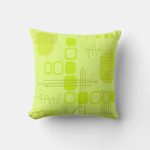 Atomic Abstract Barkcloth Chartreuse Throw Pillow