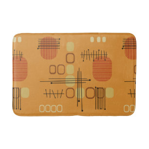 Atomic Abstract Barkcloth Ochre Bath Mat