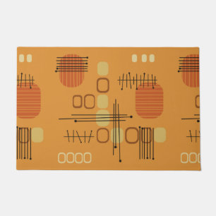 Atomic Abstract Barkcloth Ochre Doormat