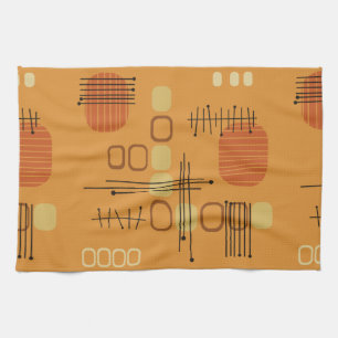 Atomic Abstract Barkcloth Ochre Kitchen Towel